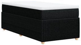 vidaXL Κρεβάτι Boxspring με Στρώμα Μαύρο 90x200 εκ. Υφασμάτινο