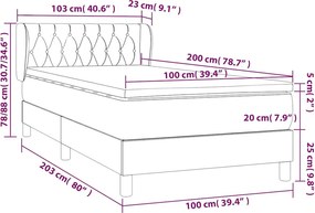 vidaXL Κρεβάτι Boxspring με Στρώμα Μαύρο 100x200 εκ. Βελούδινο