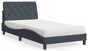 vidaXL Κρεβάτι με Στρώμα Σκούρο Γκρι 100x200 εκ. Βελούδινο