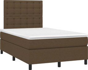 vidaXL Κρεβάτι Boxspring με Στρώμα Σκούρο Καφέ 120x200 εκ. Υφασμάτινο
