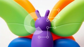 Intra Συλλεκτικό Ξύλινο Παζλ Plywood 4mm - Πολύχρωμο παιχνίδι πεταλούδα σε πολύχρωμα μπαλόνια Σε Ξύλινο Κουτί - Διαστάσεις Puzzle: 10x10 cm – 25 κομμάτια