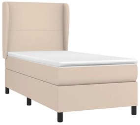 vidaXL Κρεβάτι Boxspring με Στρώμα Καπουτσίνο 100x200εκ.από Συνθ.Δέρμα