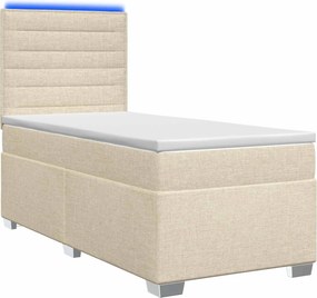 vidaXL Κρεβάτι box spring με στρώμα Κρεμ 90 x 200 cm Ύφασμα