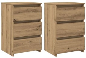 vidaXL Κομοδίνα 2 τεμ.Αρτισιανή Δρυς 40x35x62,5 εκ. Επεξ. Ξύλο