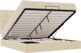 vidaXL Οθωμανικό κρεβάτι με στρώμα &amp; LEDs Cream 160x200cm ύφασμα