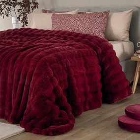 Κουβέρτα Γούνινη Μονή (160x220) Palamaiki Heather Bordo