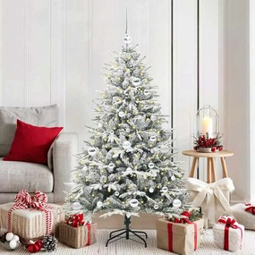 vidaXL Artificial Christmas Tree with Flocked Snow 150 LED Θερμό λευκό