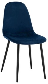 Καρέκλα Leonardo HM00100.08 43x54x88Υcm Blue Σετ 4τμχ Βελούδο, Μέταλλο