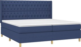 vidaXL Κρεβάτι Boxspring με Στρώμα Μπλε 200x200 εκ. Υφασμάτινο