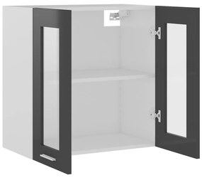 vidaXL Ντουλάπι Κρεμαστό με Τζάμι Γυαλ. Γκρι 60x31x60 εκ. Μοριοσανίδα