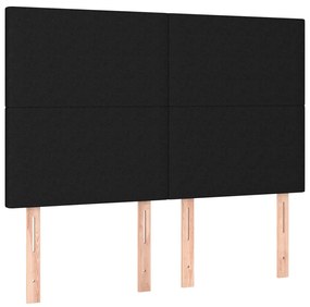 vidaXL Κρεβάτι Boxspring με Στρώμα &amp; LED Μαύρο 140x190 εκ. Υφασμάτινο