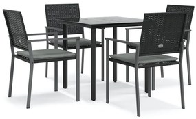 vidaXL Σετ Τραπεζαρίας Κήπου 5 τεμ. Συνθ. Ρατάν / Ατσάλι με Μαξιλάρια