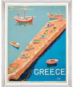 Κάδρο Greece Travels Posters - Greece Aegean Fa13368 70X90Cm Blue-Orange Mindthegap Κάθετοι Ξύλο