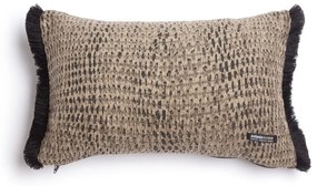 Μαξιλαροθήκη Διακοσμητική Ismaros Trimming Beige-Black Aslanis Home 30X50 Βαμβάκι-Chenille