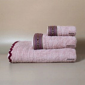 Πετσέτα Προσώπου (50x100) White Fabric Lima Pink 600gsm
