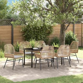 vidaXL Σέτ φαγητού για κήπο 7 pcs Καφέ συνθετικό ρατάν