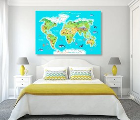 Εικόνα γεωγραφικό χάρτη του κόσμου για παιδιά - 120x80