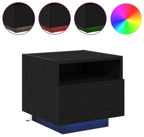 vidaXL Κομοδίνα με LED Φώτα 2 τεμ Μαύρη Δρυς 40x39x37 εκ