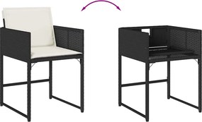 vidaXL Σετ Τραπεζαρίας Κήπου 9 τεμ Μαύρο από Συνθ. Ρατάν με Μαξιλάρια