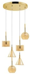 Κρεμαστό Φωτιστικό Ροζέτα 6xG9 Γυαλί Luma Lighting-114-01047-13-amber-Κεχριμπάρι 114-01047-13-amber