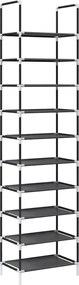 vidaXL Ράφι παπουτσιών 10 επιπέδων μαύρο 44x28x180 cm