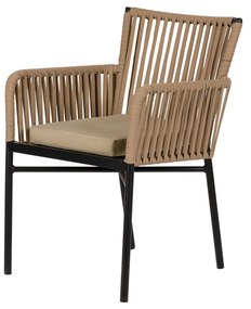 Πολυθρόνα Κήπου BLUENILE Γκρι/Μπεζ Αλουμίνιο/Rattan 56x60x83cm - 14840013 - 14840013