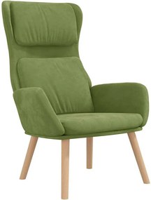 vidaXL Πολυθρόνα Relax Ανοιχτό Πράσινο Βελούδινη με Σκαμπό