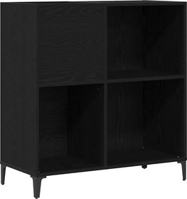 vidaXL Ντουλάπι δίσκων βινυλίου με ράφι Μαύρη Οξυά 84,5 x 38 x 89 εκ