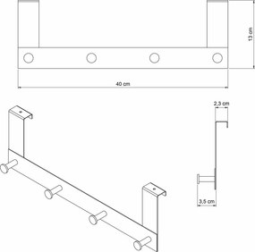 Κρεμάστρα Πόρτας 4 Θέσεων Grekon 304 Black