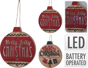 JΚ Home Décor - Στολίδι Μπάλα LED Ξύλινο 15cm 2Σχδ