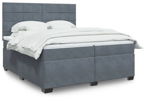 vidaXL Κρεβάτι Boxspring με Στρώμα Σκούρο Γκρι 200x200 εκ. Βελούδινο