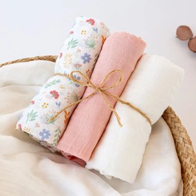 Μουσελίνες/Πάνες Αγκαλιάς (Σετ 3τμχ) Kiokids Spring Ροζ 6410