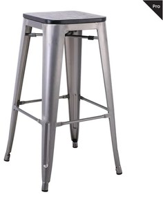 RELIX Wood Σκαμπό Bar-Pro, Απόχρωση Metal με Διακοσμητική Σκουριά, Απόχρωση Ξύλου Μαύρο 43x43 H.76cm Ε5190W,6Β