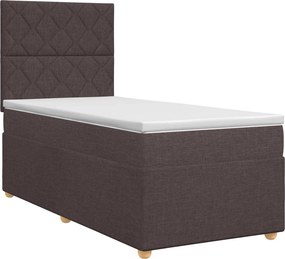 vidaXL Κρεβάτι box spring με στρώμα Σκούρο Καφέ 90 x 200 cm Ύφασμα