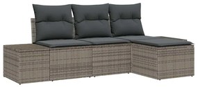 vidaXL Σετ Καναπέ Κήπου 4 pcs Γκρι Πολυ ράταν