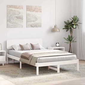 vidaXL Σκελετός Κρεβατιού Λευκό 140 x 190 cm Μασίφ ξύλο πεύκου