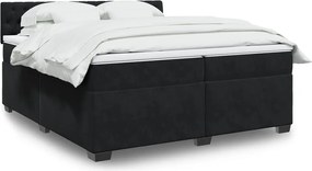 vidaXL Κρεβάτι Boxspring με Στρώμα Μαύρο 200x200 εκ. Βελούδινο
