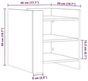 Κομοδίνο Μαύρο 45x50x50 εκ. από Επεξεργασμένο Ξύλο - Μαύρο