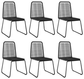 313113 vidaXL Καρέκλες Εξωτερικού Χώρου 6 τεμ. Μαύρες Συνθετικό Ρατάν Μαύρο, 1 Τεμάχιο