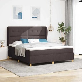 vidaXL Κρεβάτι Box Spring με Στρώμα Σκούρο Καφέ 180x200 εκ Ύφασμα