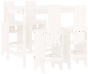 vidaXL Σετ Επίπλων Μπαρ Κήπου 5 Τεμαχίων Λευκά από Μασίφ Ξύλο Πεύκου