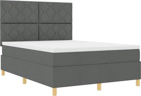 vidaXL LED Κρεβάτι με βάθρο Σκούρο Γκρι 140 x 190 cm ύφασμα