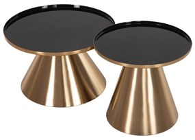 Τραπεζάκια σαλονιού LORME Σετ 2 τμχ Μέταλλο σε Χρυσό με Μαύρο Φ50 &amp; Φ40εκ.