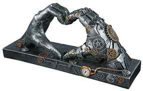 Διακοσμητικό ArteLibre Steampunk Χέρια Σχηματίζουν Καρδιά Ασημί Polyresin 9.5x35x16cm-05160241