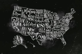 Εικόνα εκπαιδευτικό χάρτη των ΗΠΑ με επιμέρους πολιτείες - 60x40