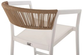 ΣΚΑΜΠΟ ΑΛΟΥΜΙΝΙΟΥ HM5892.12 ΜΕΣΑΙΟΥ ΥΨΟΥΣ RATTAN &amp; TEXTLINE ΛΕΥΚΟ ΜΠΕΖ 56,5x57x99,5