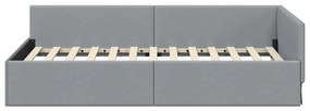vidaXL Κρεβάτι Γωνίας Ανοιχτό γκρι 90 x 200 cm Ύφασμα και Έργο ξύλου