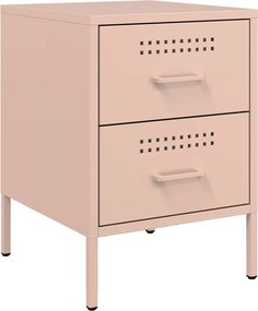 vidaXL Κομοδίνα 2 τεμ. Ροζ 36x39x50,5 εκ. από Χάλυβα