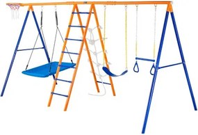 VEVOR Swing Sets for Backyard 6 in 1 Swing Set 440lbs Capacity Metal Swingset