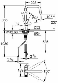 Kitchen Tap Grohe Blue Pure Start Σχήμα πτερυγίου / U